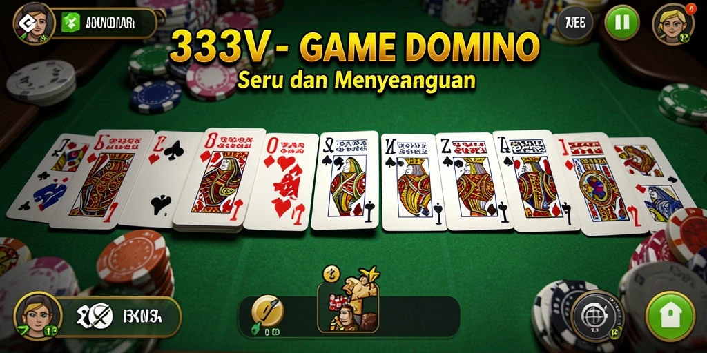 Tampilan utama 333V dengan gameplay Domino yang seru.