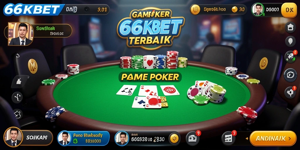 Screenshot gameplay 66KBET menampilkan aksi seru permainan Poker.