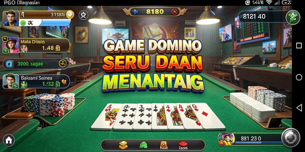 Screenshot gameplay dari 8180 menampilkan suasana permainan Domino yang seru.