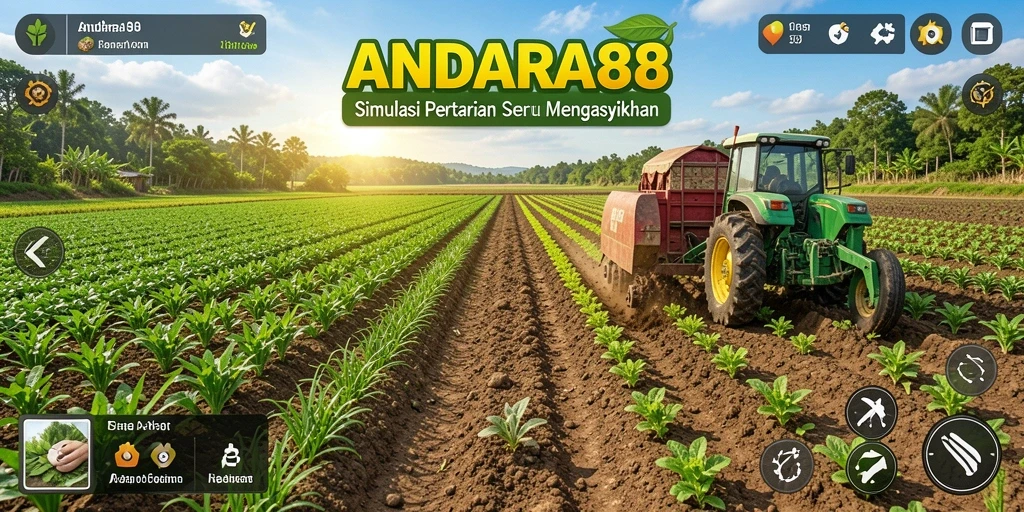 Tampilan gameplay yang menggambarkan suasana pertanian yang hidup dan menarik.