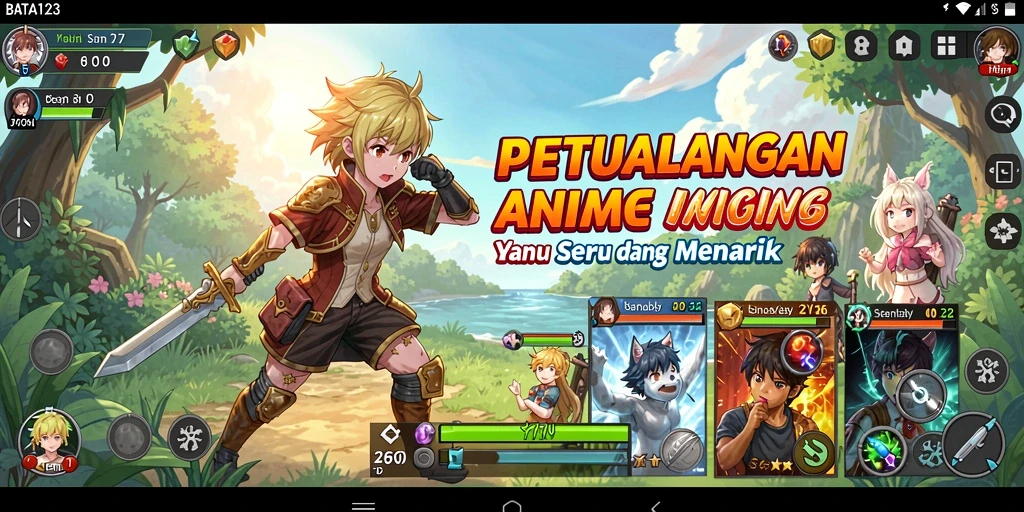 Gameplay menarik dengan karakter anime yang beragam.