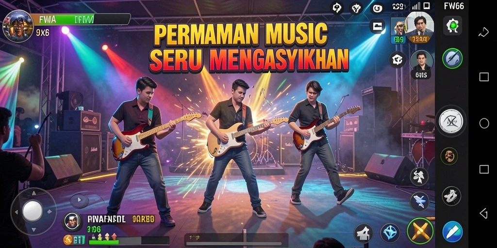 Screenshot gameplay FW66 menampilkan pengalaman bermain musik yang menyenangkan.