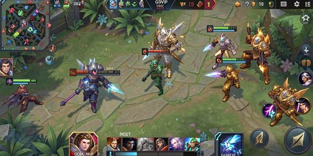 Tampilan gameplay seru dengan pertempuran antar tim di G9VIP.
