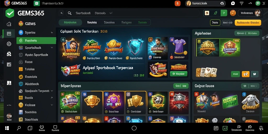 Tampilan menarik dan antarmuka intuitif GEMS365 untuk taruhan olahraga.
