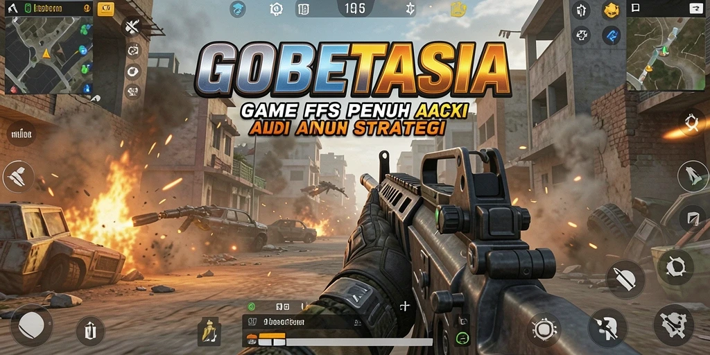 Screenshot utama menunjukkan aksi intens dalam GOBETASIA.