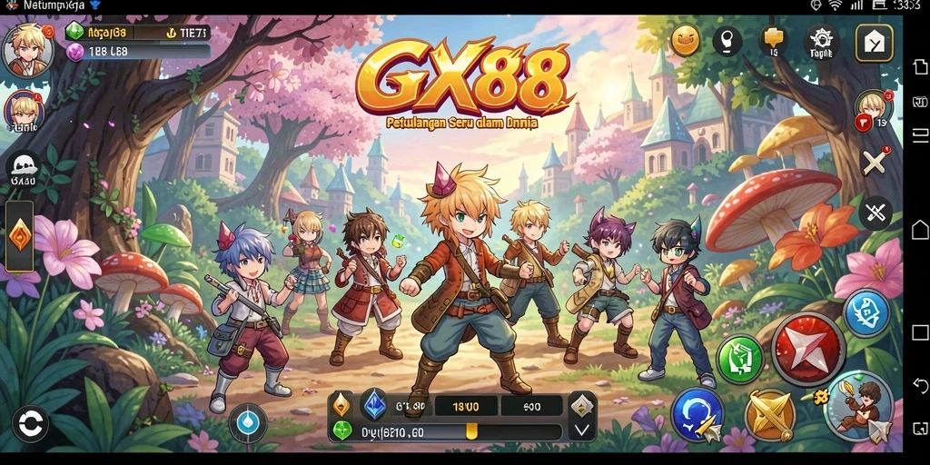 Gameplay GX88 yang penuh aksi dan karakter Anime yang ikonik.