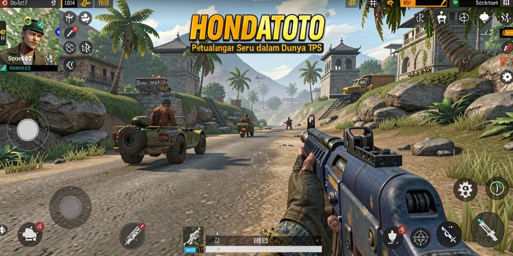 Tampilan gameplay seru HONDATOTO saat pemain bertarung di medan perang.