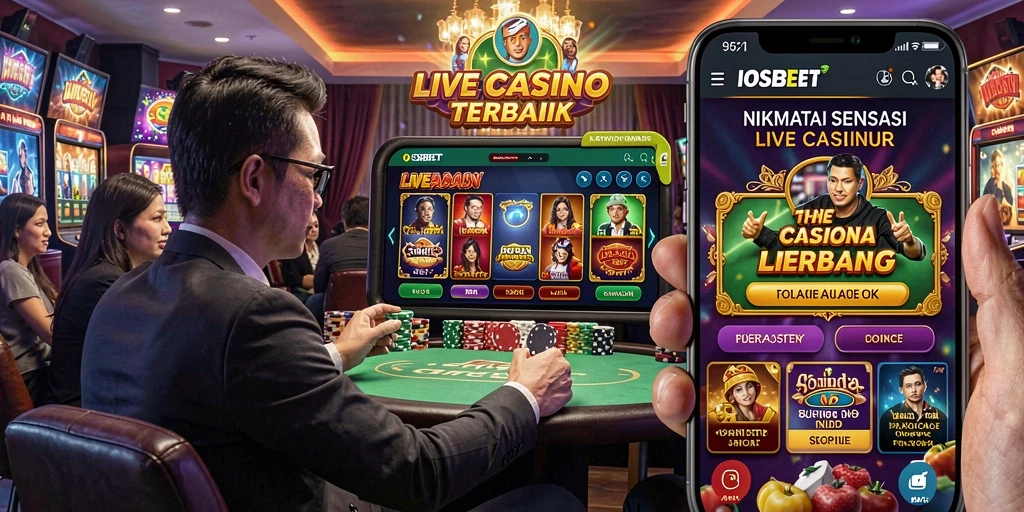 Screenshot menampilkan dealer langsung dan suasana kasino yang mendebarkan.