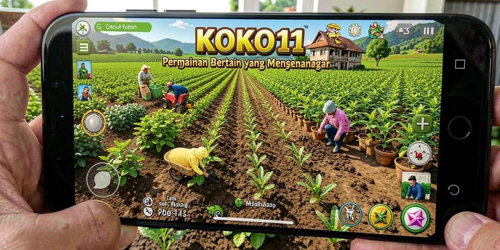 Tampilan gameplay KOKO11 yang menampilkan aktivitas bertani seru.