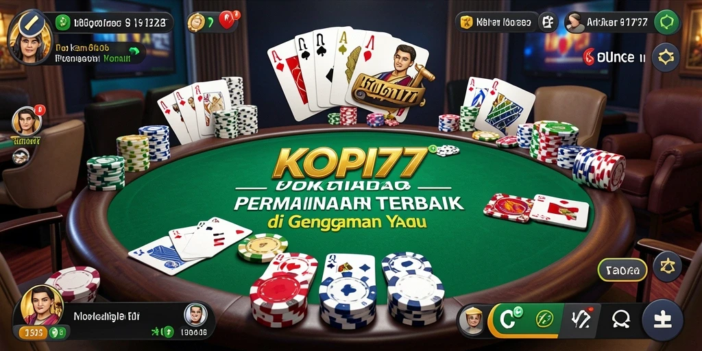 Tampilan gameplay KOPI77 dengan suasana poker yang seru.