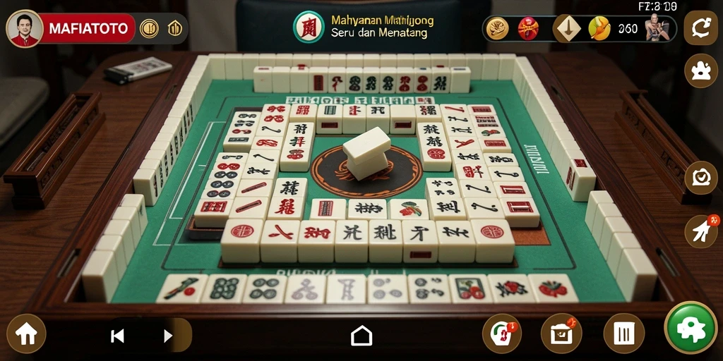 Tampilan gameplay MAFIATOTO yang menarik saat menyusun ubin Mahjong.