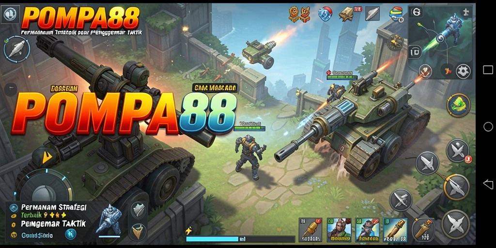 Screenshot menampilkan pertarungan strategis dalam POMPA88.