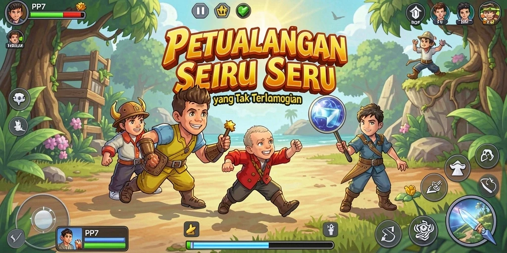 Screenshot gameplay PP7 yang menunjukkan aksi seru dalam petualangan.