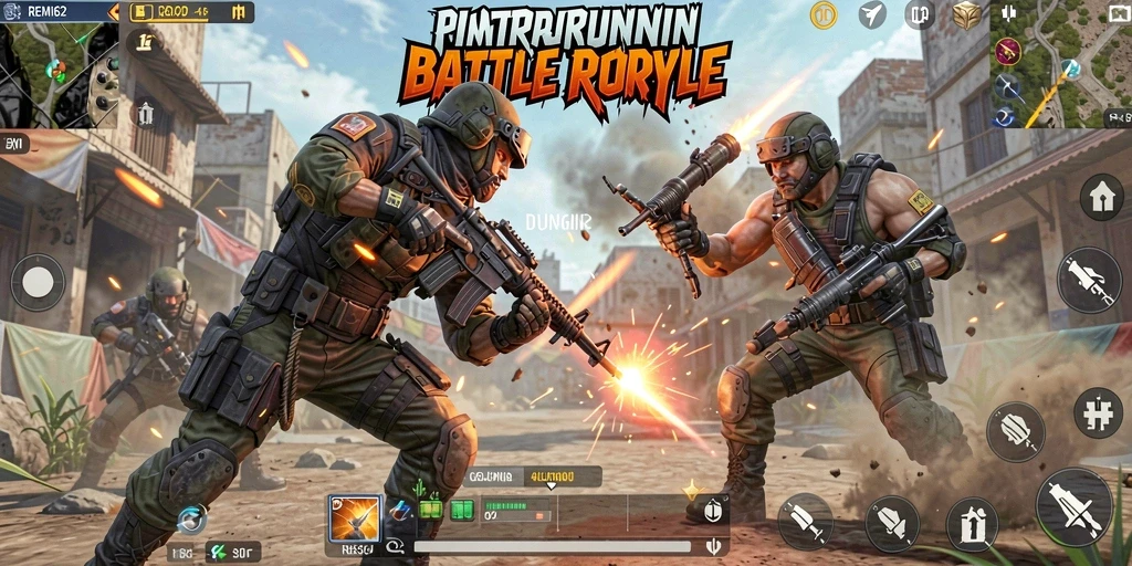 Tampilan aksi pertempuran seru di REMI62 Battle Royale.