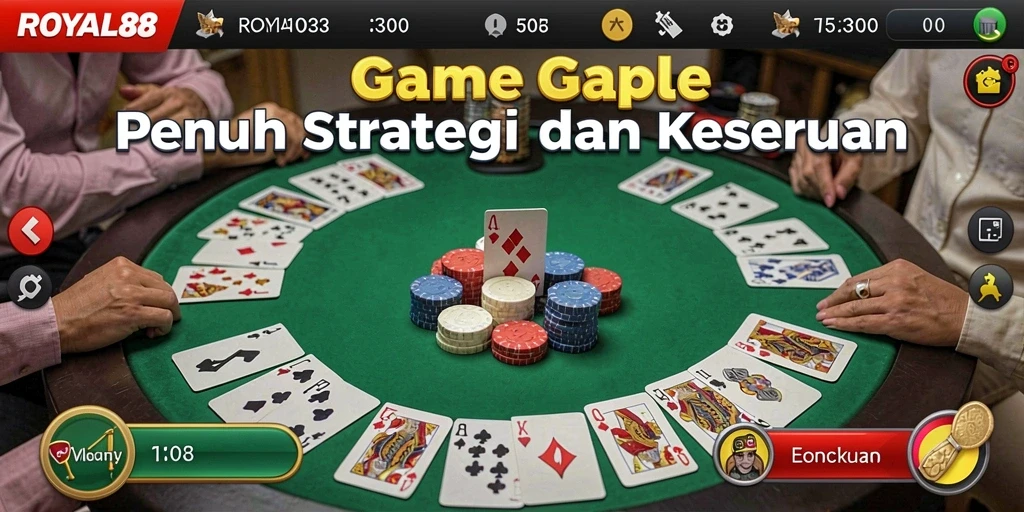 Tampilan gameplay seru di ROYAL88 saat bermain Gaple.