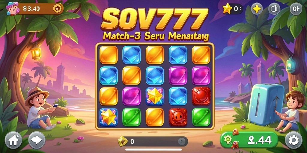 Tampilan permainan SOV777 yang menawan dengan gameplay Match-3.