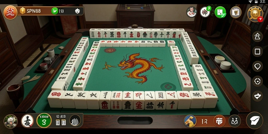 Tampilan screenshot SPN88 menampilkan gameplay Mahjong yang seru dan menantang.