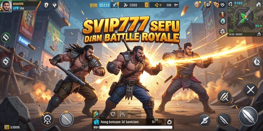 Screenshot SVIP777 menampilkan aksi intens dalam permainan Battle Royale.